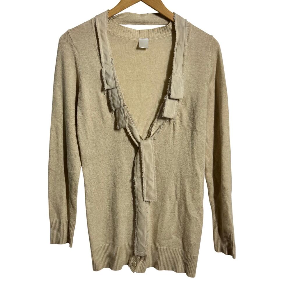 Women Angora Blend‎ Sweater Tan S Minimal Modest Quite Luxury Cottage Boho